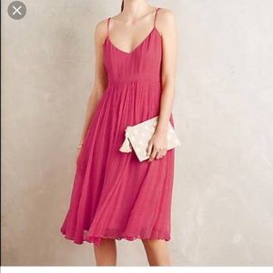 Anthro Red HD in Paris Pleated Dress Size OP